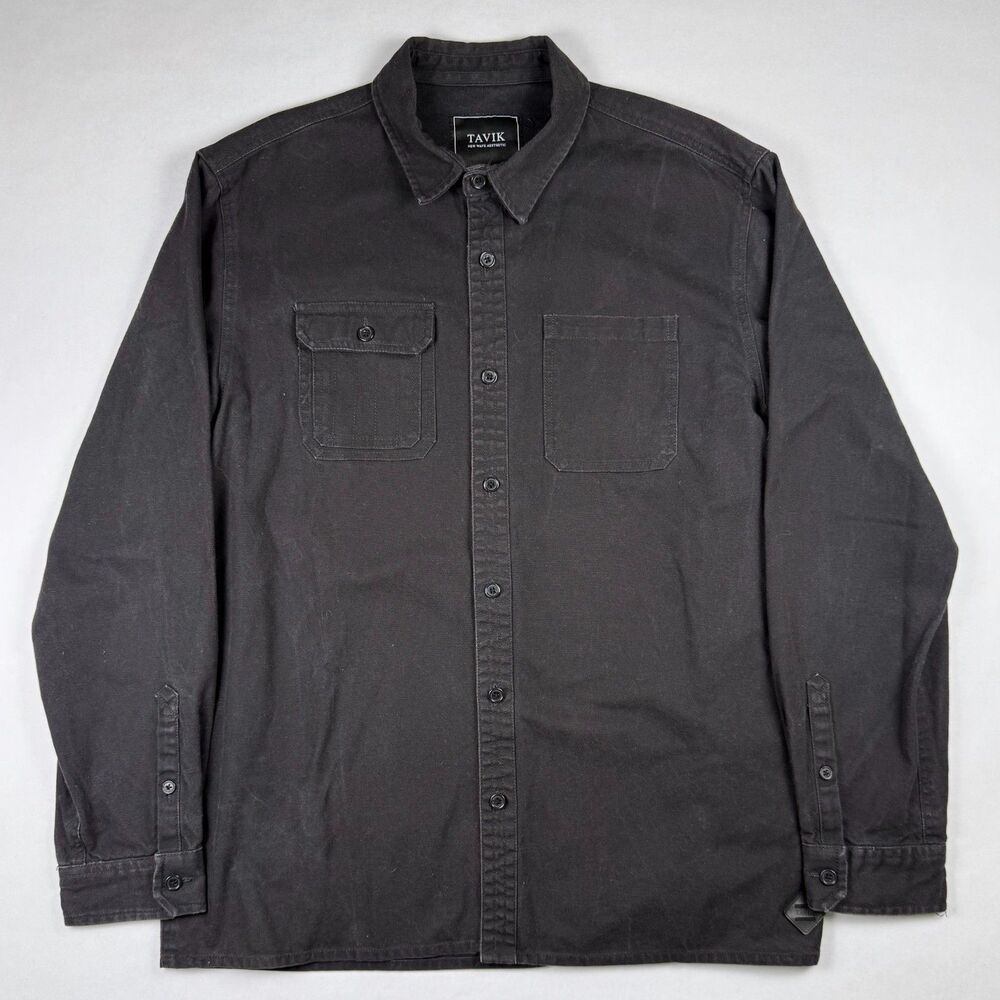 Tavik Surf Skate Beach Shirt Jacket Black Canvas XL